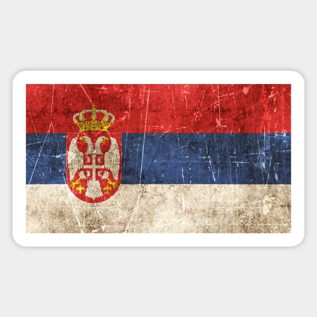 Vintage Aged and Scratched Serbian Flag Sticker by jeffbartels